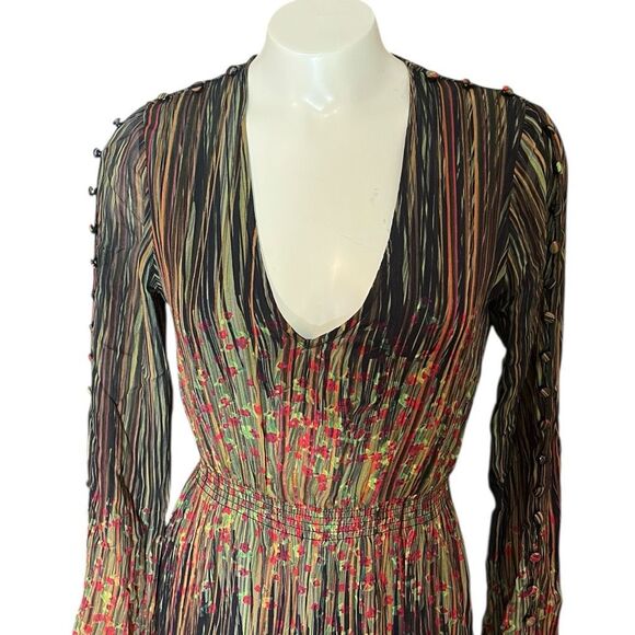 Ecru Connelly Long Sleeve Smocked Waist MIDI open Button Sleeves Dress Sz XS - Picture 7 of 11